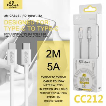 Ellietech CC212 Câble Type-C vers Type-C PD100W 5A 2M