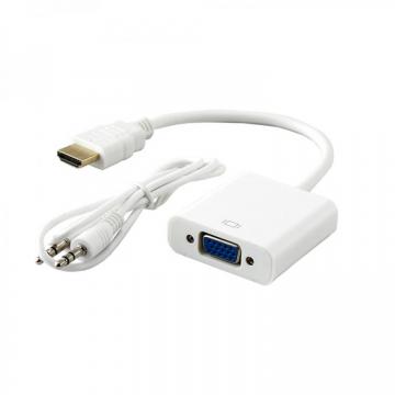 Adaptateur Hdmi vers Vga avec Le Câble Audio Blanc