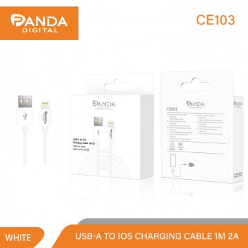 PandaDigital CE103 Câble USB pour Lightning 2A 1M Charge Rapide Blanc