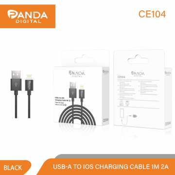 PandaDigital CE104 Câble USB pour Lightning 2A 1M Charge Rapide Noir