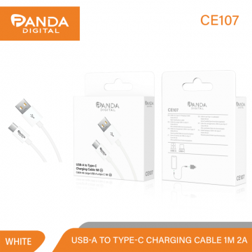 PandaDigital CE107 Câble USB pour Type-C 2A 1M Charge Rapide Blanc