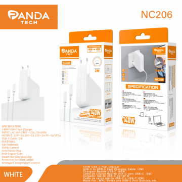 Panda-tech NC206 Universel PD 140W Type-C Chargeur pour Ordinateur et Smartphone 2M