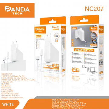 Panda-tech NC207 Universel PD 140W C-T Chargeur pour Macbook 3eme Generation  avec cable 2M